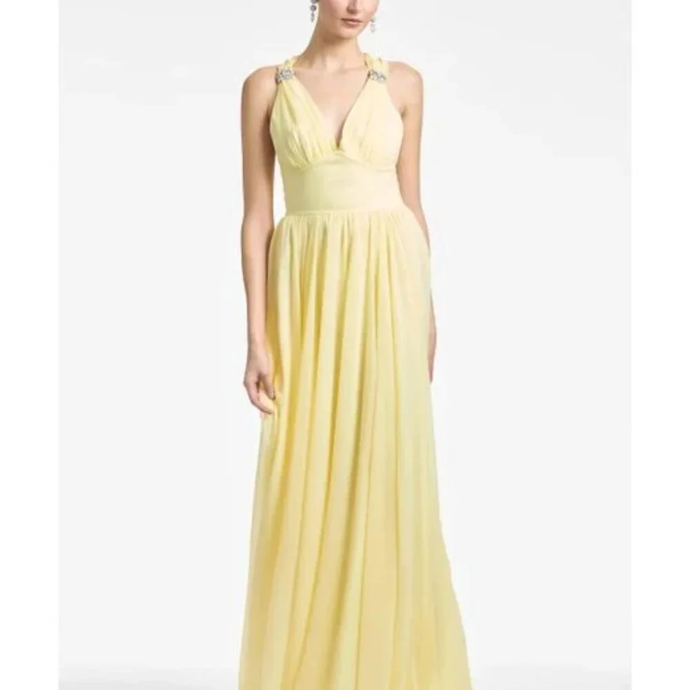 Sachin & Babi Women's Yellow Kenzia Gown NWT MSRP $850 Lemon Drop Sz 12 10 8 6 4 - Picture 1 of 7